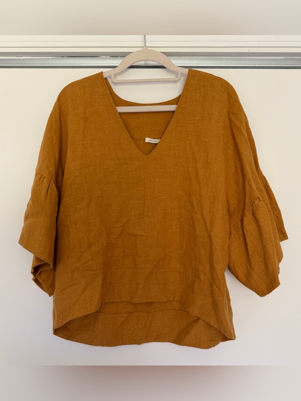 Beaumont Organic Linen V-Neck Tunic Top in Mustard